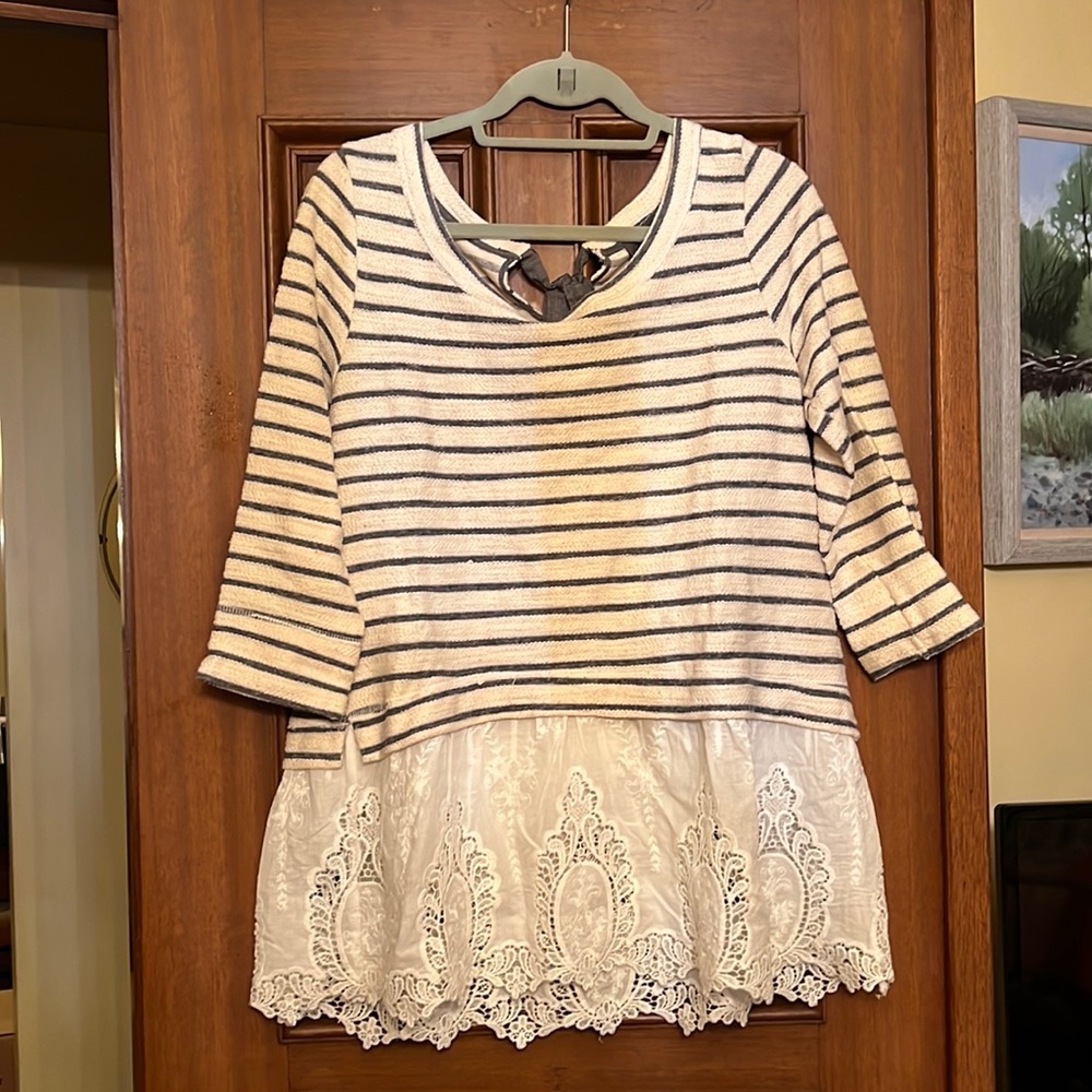 Anthropologie Lace and knit Peplum Top